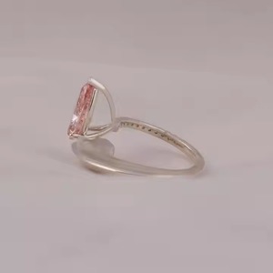 แหวนหมั้นเพชรที่โตในห้องแล็บขนาด14K/18K สีทองลูกแพร์สีชมพูสำหรับการหมั้น - Product Image 4