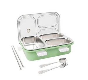 Boîte à lunch portable en acier inoxydable avec couvercle isolé, sûre et anti-poussière, rangement pour étudiants pour le stockage des aliments - Product Image 6