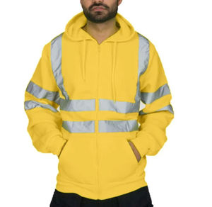 Veste de sécurité pour vêtements de travail de construction d'hiver en toile colorée de haute qualité avec col rond et décoration de poche pour hommes - Product Image 1