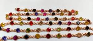 Chaîne de connecteur de lunette de 4mm en argent sterling 92.5% Multi CZ Round Diamond Cut vendue par pied - Product Image 5