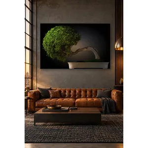 Impresión en lienzo de árbol bonsái verde Fida sobre fondo oscuro - Product Image 4