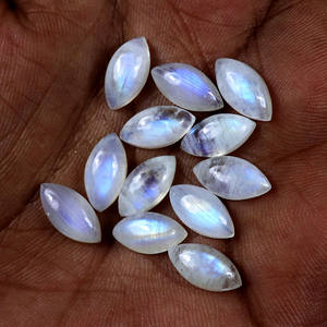 Cabujón de piedra lunar de ópalo arcoíris Natural de alta calidad, forma suave de marquesa, llamativo suelto para hacer joyas, lote al por mayor - Product Image 4