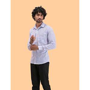 Chemises habillées en coton imprimé pour hommes, manches longues, tissu popeline respirant, motif à pois, taille XL, ODM OES - Product Image 4