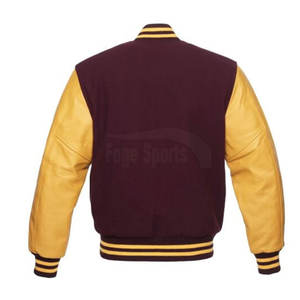 Vente en gros de veste Lettermen à manches en cuir High Street avec logo à l'avant Service OEM Couleurs et logo personnalisés - Product Image 2