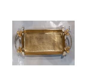 Bandeja de servicio de cobre de alta calidad con mango de metal, bandeja de servicio de cobre de boda decorativa hecha a mano para el hogar - Product Image 1