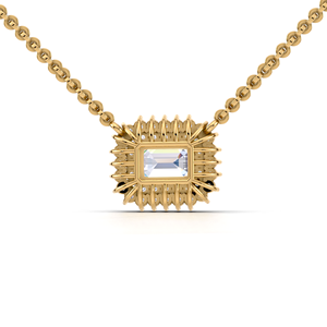 Collar de lujo con colgante de doble halo y corte esmeralda de 1 quilate, en oro amarillo, blanco y rosa de 18 quilates, con diamantes de laboratorio Sunburst, para mujer. - Product Image 2