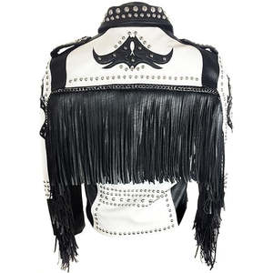 Impresionante Chaqueta de Cuero Larga Estilo Tribal Gótico Punk Vintage para Hombre, Cuero Genuino, Impermeable, Resistente al Viento, con Remaches y Flecos - Product Image 3