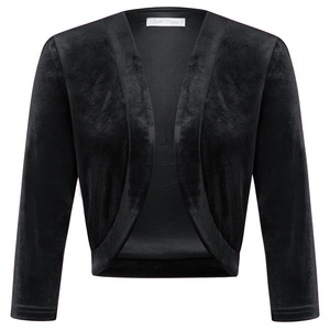 Encogimiento <span class=keywords><strong>de</strong></span> hombros <span class=keywords><strong>de</strong></span> terciopelo Vintage personalizado para mujer, manga 3/4, dobladillo Irregular frontal abierto, Bolero <span class=keywords><strong>de</strong></span> invierno para mujer - Product Image 1