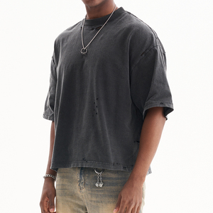 เสื้อยืดผู้ชายสไตล์วินเทจเฮฟวี่เวทเสื้อยืดแอซิดไซส์ใหญ่พิเศษเสื้อยืดครอปสำหรับผู้ชาย - Product Image 2