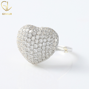 Trendy Design Hot Selling <b>Dome</b> Style Heart Shape Moissanite Solid Gold Cluster Hip Hop <b>Ring</b> For Women at Wholesale Price - Product Image 6