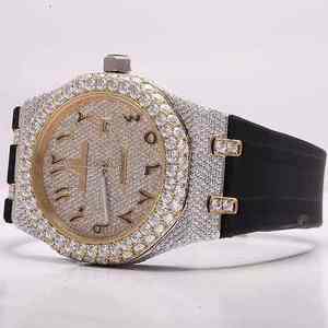High Quality <b>Arabic</b> Dial Analog Mechanical Sport <b>Watch</b> Luxury Hip-Hop Style Iced Moissanite Diamond Stainless Steel 20mm Band - Product Image 3