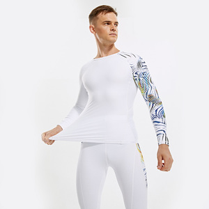 Logo personnalisé pour hommes Bjj Jiu Jitsu Mma Rash Guard Compression Sports Fitness Workout Gym Wear T Shirt à manches longues et ensemble de pantalons serrés - Product Image 5