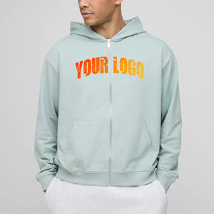 Sweats à capuche et sweat-shirt à fermeture éclair pour hommes 100% coton, sweat à capuche surdimensionné à épaules tombantes, sweat à capuche avec logo personnalisé pour homme - Product Image 4