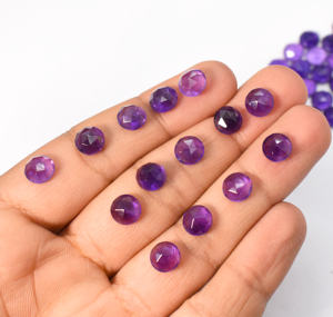 Améthyste naturelle ronde facettée taille rose 115,85 carats 65 pièces 8 mm lot - Product Image 6