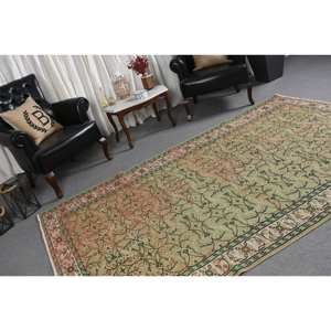 Alfombra clásica de lana rosa verde 5,6X8,9 pies Área grande Diseño Aubusson turco para sala de estar Pasillo Rectángulo Patchwork Látex - Product Image 2