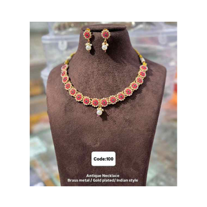 Premium Antique Bridal Necklace <b>Set</b> with Earrings Heavy Design Jewelry for Women in High Global Demand from <b>Indian</b> Makers - Product Image 1