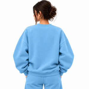 Unisex Oversized Cotton Fleece Sweatshirt Crewneck Custom Logo Embroidery Winter Blank Plain Sweatshirt - Product Image 5