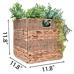 ตะกร้าหวายน้ำราคาถูก ตะกร้าเก็บของจากหญ้าทะเลแบบพับได้ ตะกร้าอเนกประสงค์ ตะกร้าทรงต้นไม้ สานด้วยมือในเวียดนาม - Product Image 5