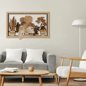 Cadre photo de meubles en bois SVG fait à la main plantes et arbres pour décorer le cadre en bois de salon pour photos - Product Image 5