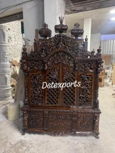 Exquisito Templo Dorado tallado a mano para villas de lujo, templo divino tallado a mano doble para el hogar, templo de madera de teca tallada pesada Reino Unido - Product Image 6