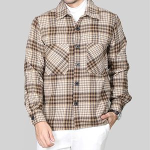 เสื้อแจ็กเก็ตเสื้อเชิ้ตลายสก็อตสำหรับผู้ชาย, เสื้อแจ็คเก็ตผ้าสักหลาดมีกระดุมบุผ้านุ่มเพื่อความอบอุ่นและมีสไตล์ - Product Image 5