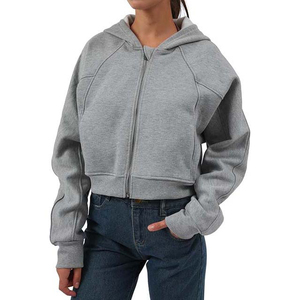 Vente en gros de sweats à capuche à manches longues en coton pour femmes, sweats avec logo personnalisé, sweat court à capuche respirant pour femmes - Product Image 1