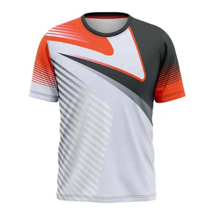 เสื้อยืดโพลีเอสเตอร์คุณภาพสูงสำหรับผู้ชาย เสื้อกีฬาฤดูร้อน วิ่งออกกำลังกาย แห้งเร็ว ระบายอากาศได้ดี ชายเสื้อโค้ง มีไซส์พลัสไซส์ให้เลือก - Product Image 5
