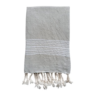 Toalla Turca de Lino y Algodón con Banda a Rayas, 33x67 pulgadas, 6 Colores - Product Image 6