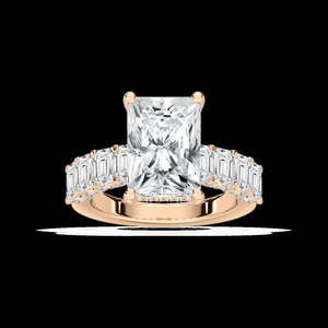 แหวนหมั้นเพชรแล็บโกรนทรงเรเดียนท์ 5.00 กะรัต พร้อมพลอยทรงเอเมอรัลด์ด้านข้าง รับรองโดย IGI ทองคำแท้ 14K - Product Image 4