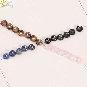 CSJA accessori per gioielli <span class=keywords><strong>pietre</strong></span> preziose perline sciolte Charm pietra naturale A-Z cristallo 26 lettere iniziali perline per braccialetto anello - Product Image 5