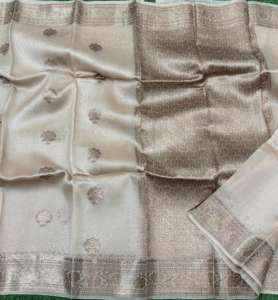 ผ้าไหมซาหรีหรูหรา ปักดิ้นทอง พร้อมสำหรับงานปาร์ตี้และงานแต่งงานในฤดูหนาว-งานทอผ้าอินเดีย - Product Image 2