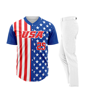 Uniforme de Béisbol Estadounidense de Alta Calidad, Personalizable, Tallas Grandes, Mangas Cortas, Transpirable, Absorbe la Humedad, Antibacteriano - Product Image 1