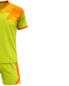 Manufacture Football Jersey And <b>Shorts</b> Set <b>Lime</b> <b>Green</b> Orange Polyester Breathable Quick Dry Soccer Training Team Uniform - Product Image 4