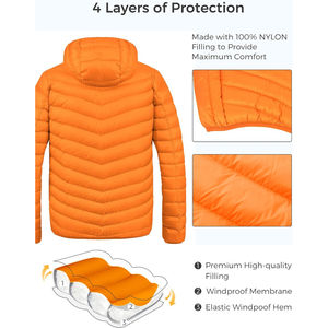 ODM <b>Men's</b> <b>Winter</b> Jacket Thick <b>Warm</b> Puffer Stand Collar Loose Bubble <b>Coat</b> Zipper Casual Solid Streetwear Embroidery Hooded - Product Image 4