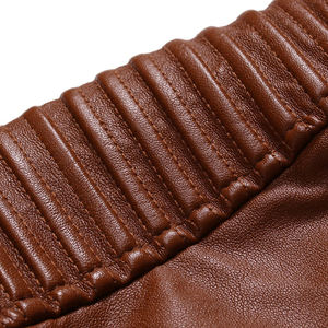 Veste en cuir de haute qualité pour homme, coupe slim, fermeture éclair, veste en PU, veste en cuir marron pour homme, automne - Product Image 4