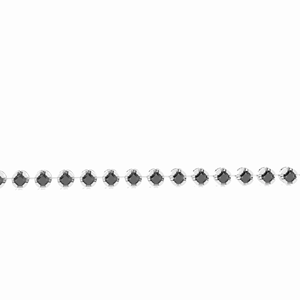 Pulsera de tenis de plata esterlina con diamantes de corte redondo negro para mujer - Product Image 1