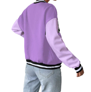 Blouson bomber en toile violette avec col montant et logo frontal - Veste d'hiver unisexe - Product Image 2