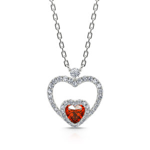 Jeulia Brilliance Heart Cut Sterling <b>Silver</b> <b>Crown</b> Necklace Rhodium Plated - Product Image 1