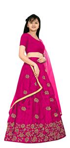 Shoryam Fashion, vêtements ethniques pour filles, lehenga choli rose |   Choli brodé en filet, tenue de fête de mariage indienne, longueur au sol, tout - Product Image 5