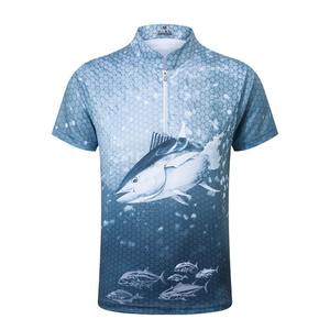 Jersey de pesca sublimado para hombre, camisa con estampado de cremallera y cuello de pie Ufp 50 +, Manga corta personalizada, 1 unidad - Product Image 2