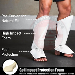 Espinilleras de Muay Thai de Primera Calidad, Cuero Vacuno, Logotipo Personalizado, Cierre de Velcro, Protector de Piernas para Kickboxing - Product Image 2