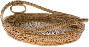 Plateau de service en rotin naturel tissé à la main avec poignées en boucle, plateau de rangement écologique en gros, plateau de service décoratif, Vietnam - Product Image 5