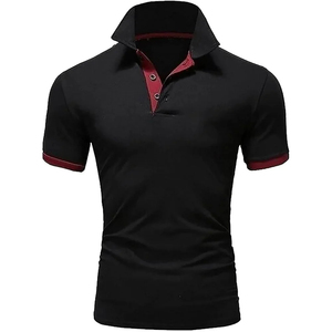 Breathable New Arrival Men Summer <b>Button</b> Sleeve Striped <b>Shirts</b> Ribbed Collar Solid Color Men's Tops Wholesale Custom Polo <b>Shirt</b> - Product Image 3