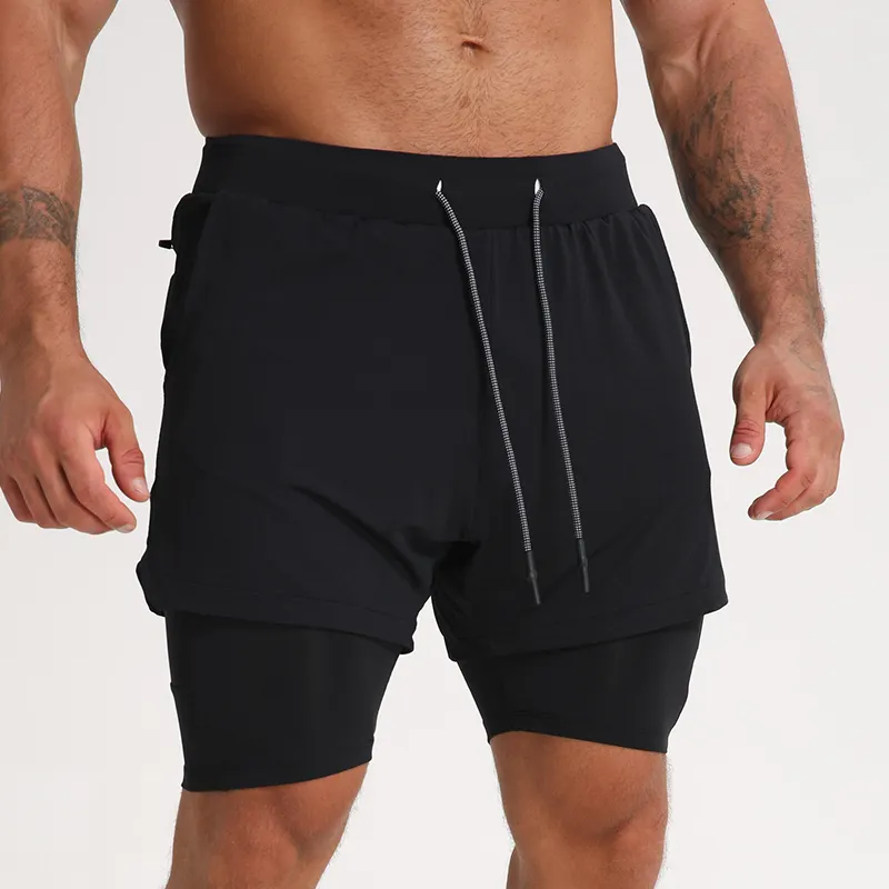 Abbigliamento da corsa traspirante atletica 2 in 1 Shorts da ginnastica ad asciugatura rapida per allenamento sportivo abbigliamento sportivo pantaloncini da uomo