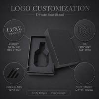Boîte cadeau noire ultra-mate personnalisée, insert hexagonal facetté découpé, emballage rigide en deux parties pour flacon de parfum ou spiritueux