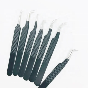 Pinzas para extensión de pestañas, negro sólido, mate, acero inoxidable japonés, agarre de diamante, volumen, pinzas para extensión de pestañas - Product Image 4