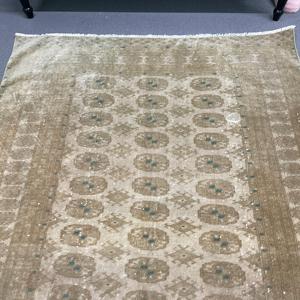 3.9x5.9 ft Rug, Vintage Turkish Rug, <b>Brown</b> <b>Wool</b> Rug - Product Image 4