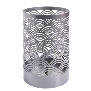 Vente chaude Fer Votive Bougeoir Forme Ronde De Luxe Perforé Noir Votive Bougeoir En Verre Décor À La Maison - Product Image 3