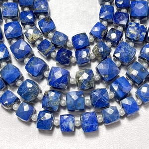 Cuentas en forma de caja facetadas de Lapiz Lazuli, piedras preciosas en forma de cubo natural de 7-8MM para suministros de cuentas - Product Image 5