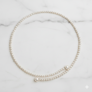 Collier en or massif 18 carats pour femme, perle d'eau douce chrétienne, perle ronde 3,00 à 6,00 mm, cadeau - Product Image 1